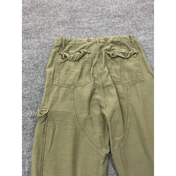 Free People Bay To Breakers Cargo Pants S Harem Lagenlook Boho Baggy Pine Green - Picture 8 of 16